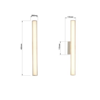 Lampă LED pentru oglindă de baie LINEA, 8W, 230V, 3000/4000/6000K, IP44, 45 cm, albă
