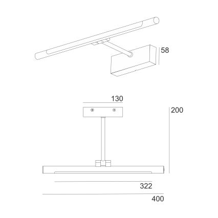 Aplica LED pentru oglindă de baie MIRROR, LED/6W/230V, 4000K, IP44, 40 cm, negru