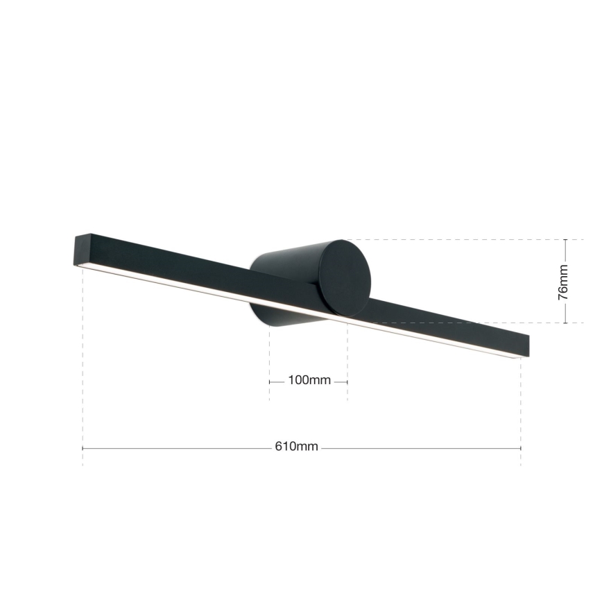 Aplică pentru oglindă de baie BEAUTY LED/12W/230V 61 cm IP54 negru