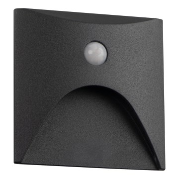 Aplica LED pentru scară cu senzor de mișcare și senzor crepuscular EXIN, 2,5W/230V, 3000K, IP65, antracit, pătrată