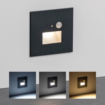 Aplica LED pentru scări cu senzor de mișcare și de amurg LED/1,5W/230V 3000/4000/6000K antracit