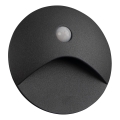 Aplica LED pentru scări EXIN, rotundă, cu senzor de mișcare și senzor crepuscular, LED/2,5W/230V 3000K IP65, finisaj antracit