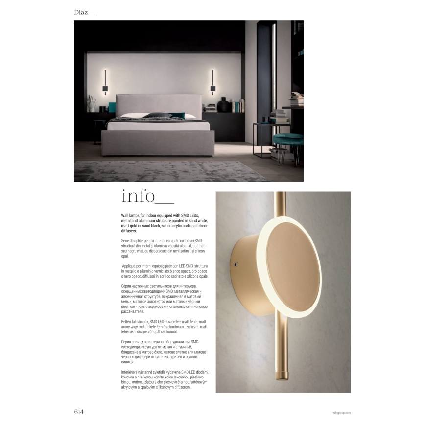 Aplică LED Redo 01-2701 DIAZ LED/18W/230V CRI 90 negru