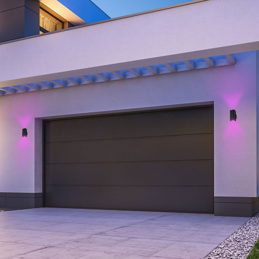 Aplică LED RGBW dimabilă de exterior Briloner 3675-025 2xLED/8,5W/230V 3000-6500K Wi-Fi Tuya IP44 negru