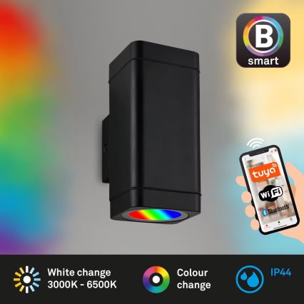 Aplică LED RGBW dimabilă de exterior Briloner 3675-025 2xLED/8,5W/230V 3000-6500K Wi-Fi Tuya IP44 negru