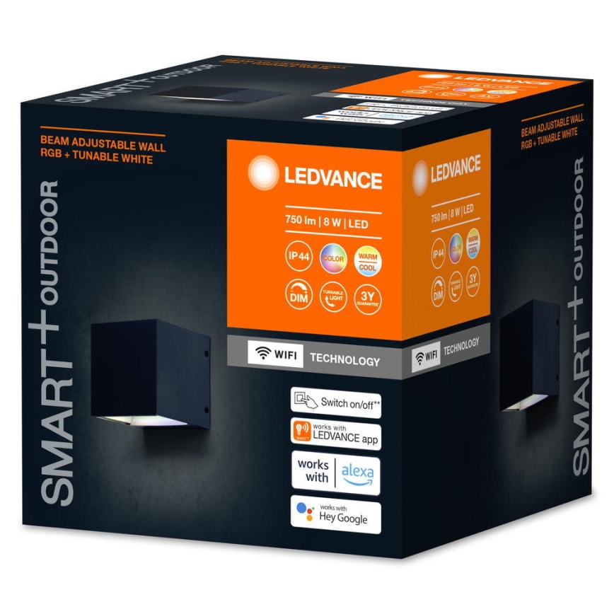 Aplică LED RGBW dimabilă de exterior Ledvance SMART+ BEAM LED/8W/230V 3000-6500K IP44 Wi-Fi