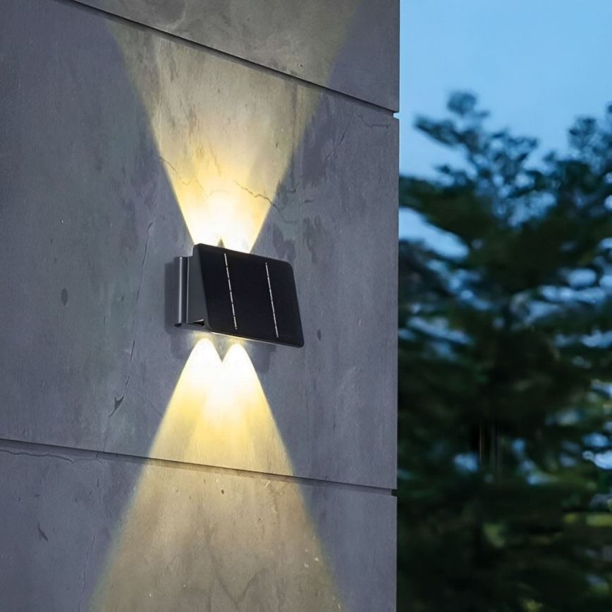 Aplică LED solară 4xLED/1,5W/3,7V 1500 mAh IP54 negru