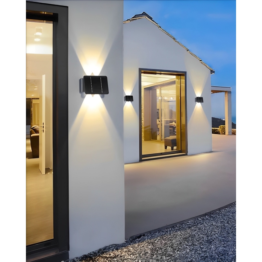 Aplică LED solară 4xLED/1,5W/3,7V 1500 mAh IP54 negru