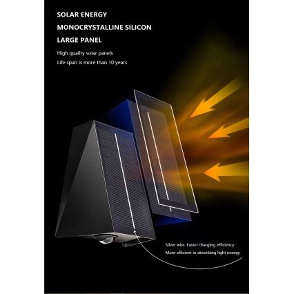 Aplică LED solară Brilagi PYRAMID LED/2W/3,2V 1300 mAh IP54