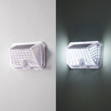 Aplică LED solară cu senzor Brilagi WALLIE LED/0,85W/3,7V 6500K IP65 argintiu