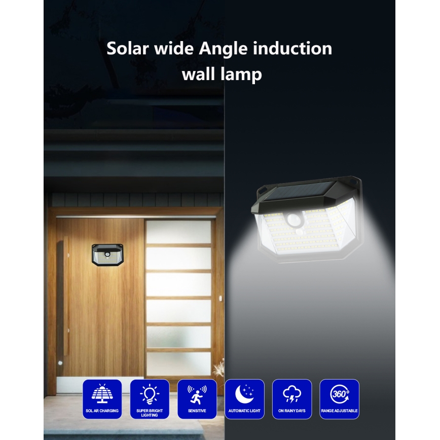 Aplică LED solară cu senzor Brilagi WALLIE LED/4W/5,5V 1200 mAh 6500K IP65