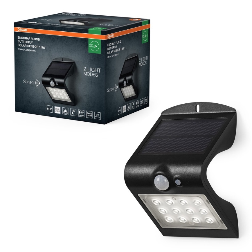 Aplică LED solară cu senzor BUTTERFLY LED/1,5W/3,7V IP65 Osram