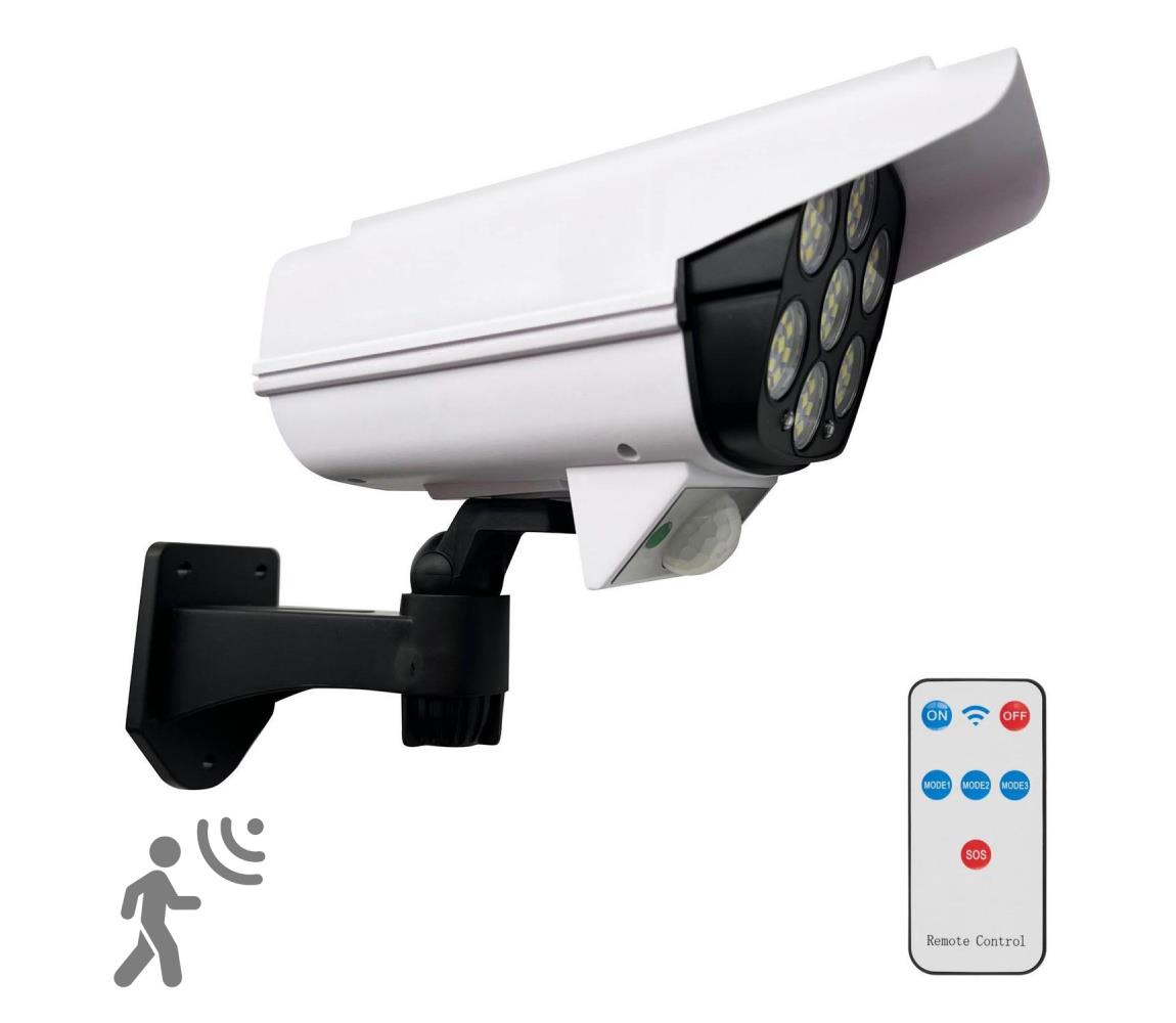 Aplică LED solară cu senzor KAMERA LED/1W/37V IP44 + telecomandă