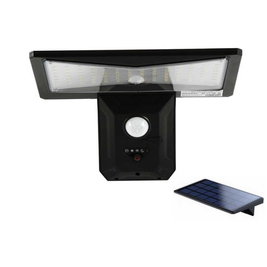 Aplică LED solară cu senzor LED/2,6W/5,5V IP65 negru