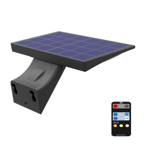 Aplică LED solară cu senzor LED/4,2W/3,7V IP65 neagră + telecomandă