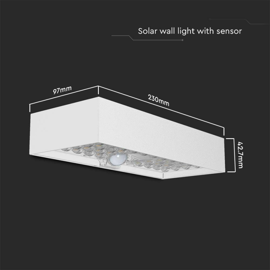 Aplică LED solară cu senzor LED/6W/3,7V IP65 4000K alb