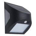 Aplica LED solară de perete cu senzor, 3 W, 3,7 V, 3000/4000 K, 1200 mAh, IP54, negru