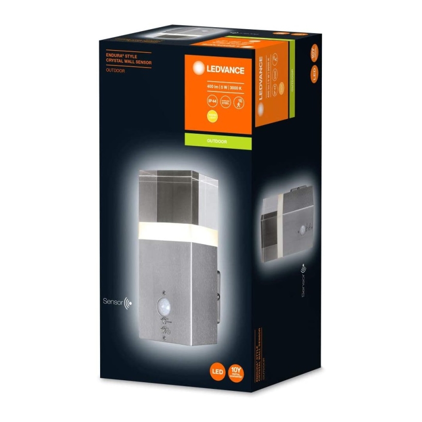 Aplică LED solară dimabilă cu senzor CRYSTAL 1xLED/5W/230V IP44 Ledvance