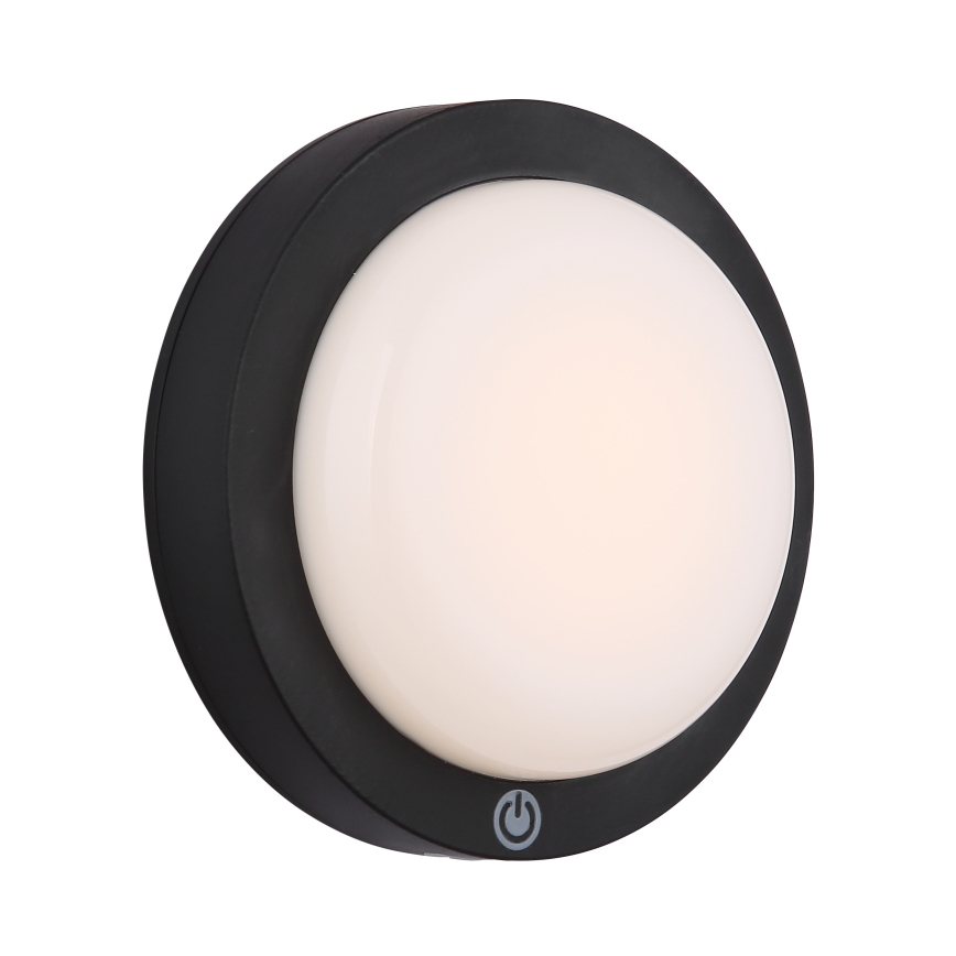 Aplică LED tactilă reîncărcabilă Globo LED/1,2W/3,7V d. 15 cm 1800 mAh negru