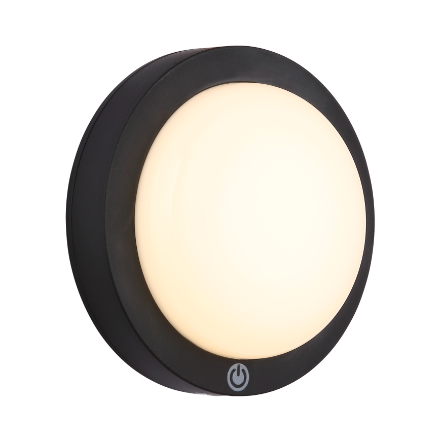 Aplică LED tactilă reîncărcabilă Globo LED/1,2W/3,7V d. 15 cm 1800 mAh negru