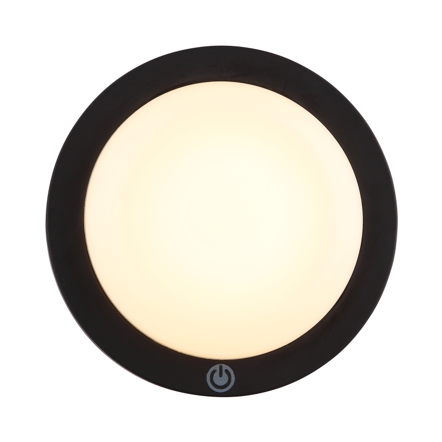 Aplică LED tactilă reîncărcabilă Globo LED/1,2W/3,7V d. 15 cm 1800 mAh negru