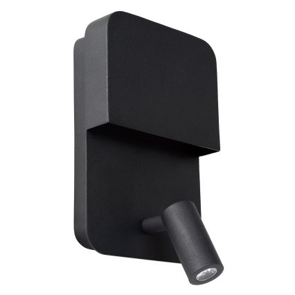 Aplică  Lucide 79200/08/30 BOXER LED/5W/230V + LED/5W USB negru