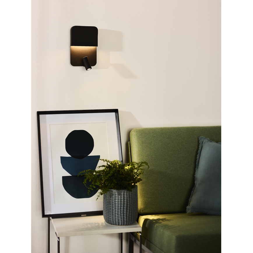 Aplică  Lucide 79200/08/30 BOXER LED/5W/230V + LED/5W USB negru