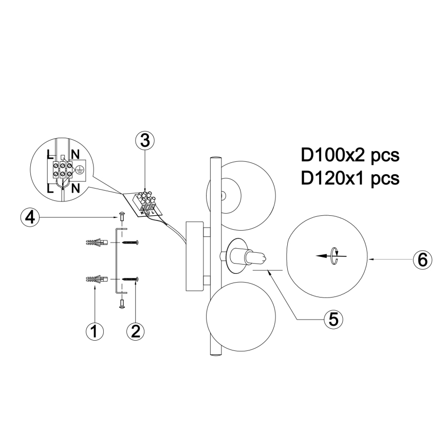 Aplică ONLI PALOMA 3xG9/10W/230V auriu