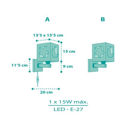 Aplică pentru copii MOONLIGHT 1xE27/15W/230V verde Dalber 63239H