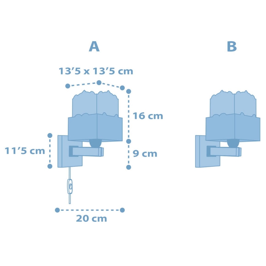 Aplică pentru copii PANDA 1xE27/60W/230V albastră Dalber 63169T