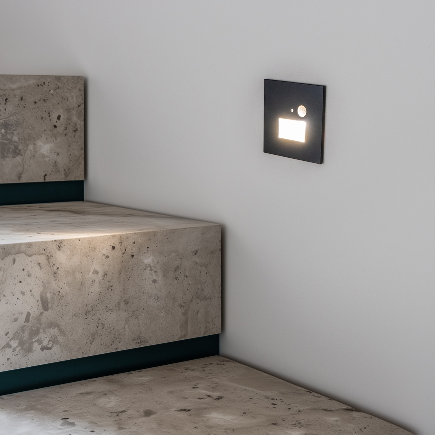 Aplica LED pentru scări cu senzor de mișcare și de amurg LED/1,5W/230V 3000/4000/6000K antracit