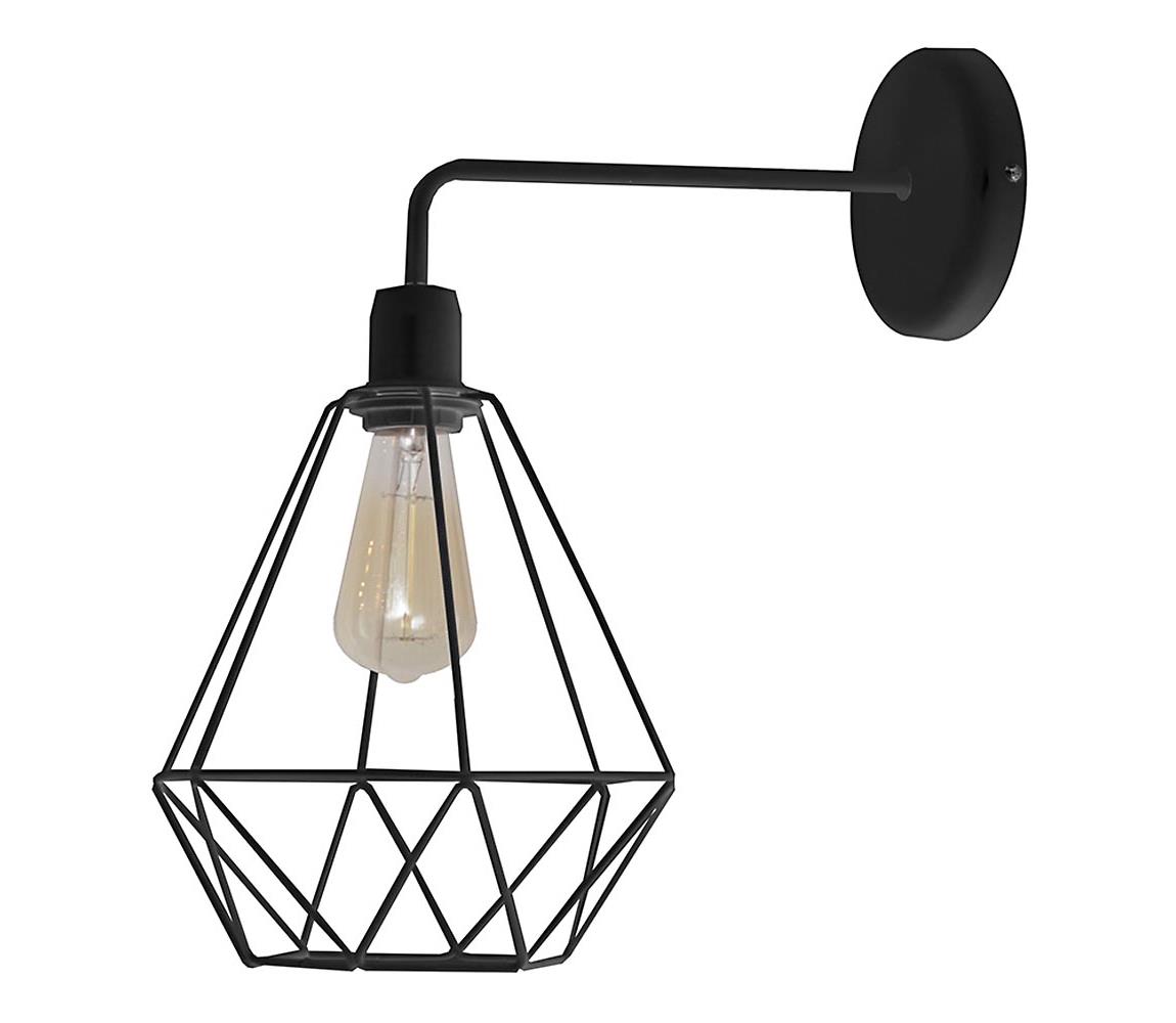 Aplica perete KARO 1xE27/60W/230V negru