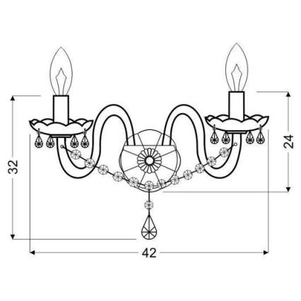 Aplică perete MARIA TERESA 2xE14/40W/230V