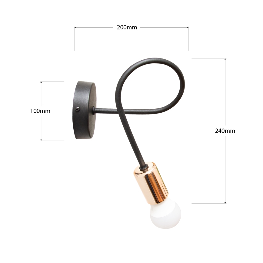 Aplică perete TUBE 1xE27/15W/230V negru