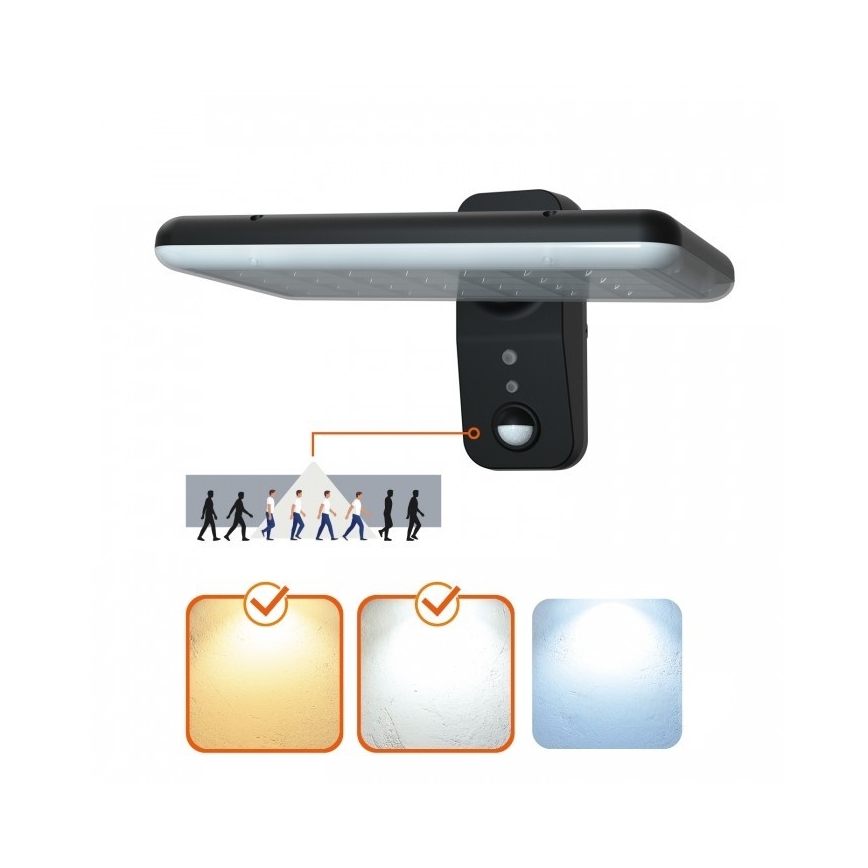 Lampă de perete solară cu senzor PHOENIX LED/15W/3,2V 3000/4000K IP65 6000 mAh