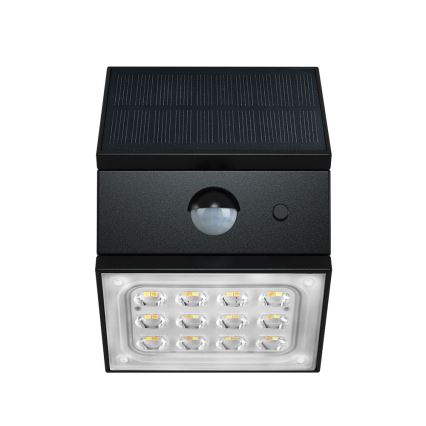 Aplică solară de perete LED cu senzor LED/2,5W/3,7V 3000/4000/6000K IP65 1200 mAh neagră
