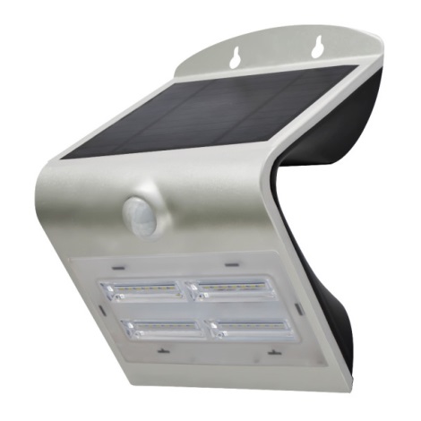 Aplica solara de perete cu senzor LED/3,2W IP65 argintiu