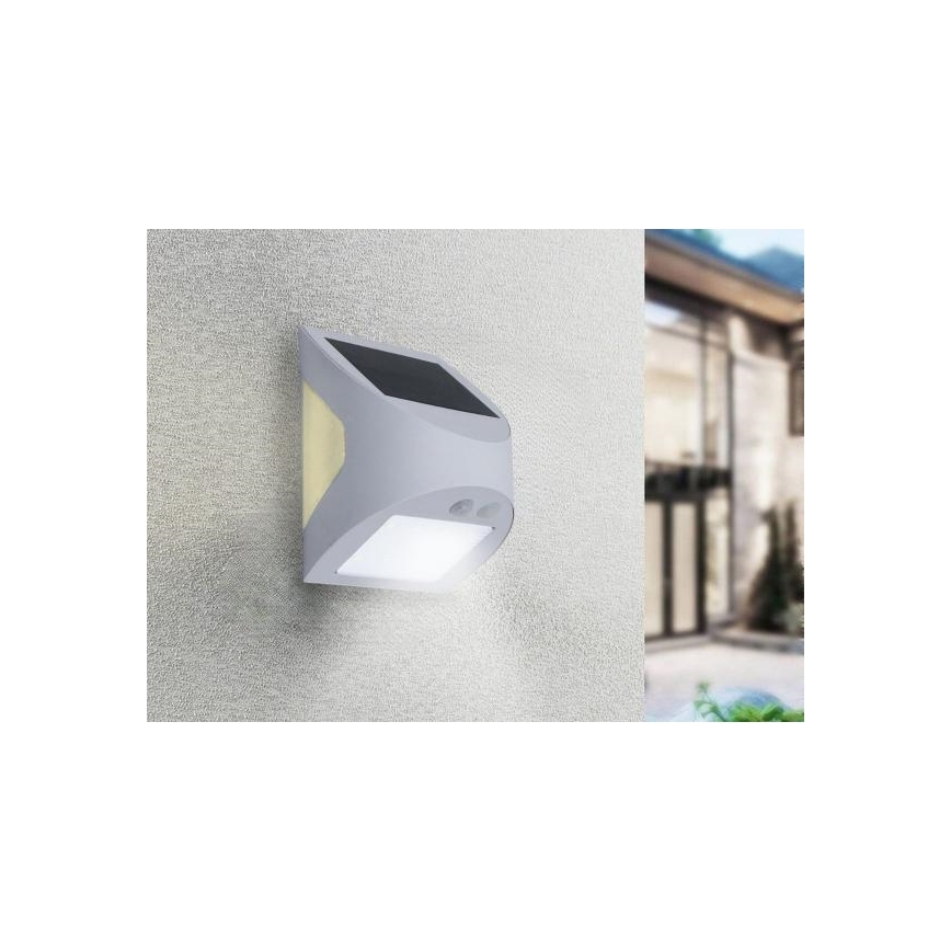 Lampă solară de perete cu senzor, LED/3W/3,7V, 3000/4000K, 1200 mAh, IP54, albă