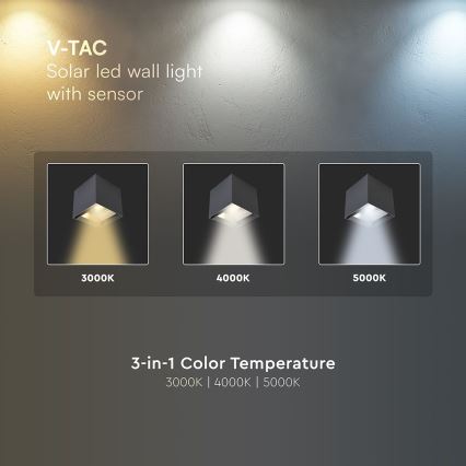 Lampă solară de perete cu senzor LED/9W/5V 3000/4000/5000K IP65 2600 mAh antracit