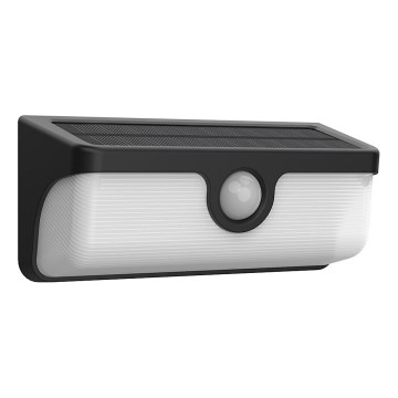 Aplica solară de perete LED LINK cu senzor, 5 W, 3,7 V, 2000 mAh, IP65, negru