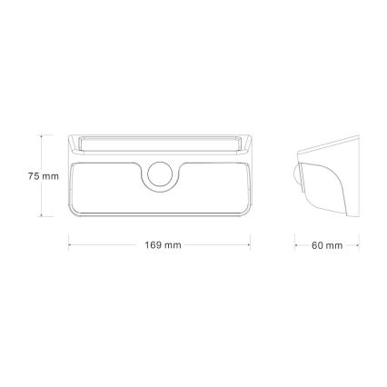 Aplica solară de perete LED LINK cu senzor, 5 W, 3,7 V, 2000 mAh, IP65, negru
