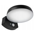 Aplică solară de perete LED reglabilă cu senzor, LED/3W/3,7V 1800 mAh IP54, negru