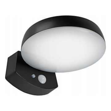 Aplică solară de perete LED reglabilă cu senzor, LED/3W/3,7V 1800 mAh IP54, negru