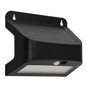 Aplica solară LED de perete cu senzor SOLTO, 6 W, 3,7 V, 4000 K, IP54, 2400 mAh, neagră