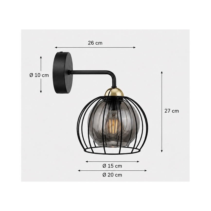 Aplică SOLO BLACK 1xE27/60W/230V black/gold