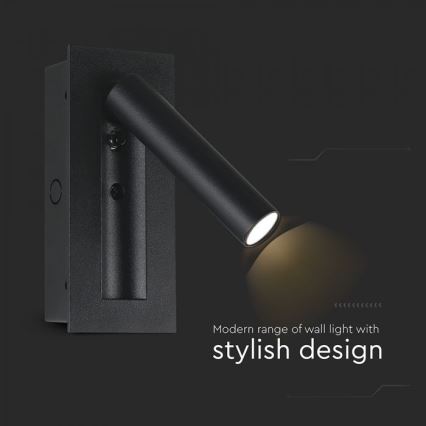 Aplică spot de perete LED/2W/230V 3000K, neagră