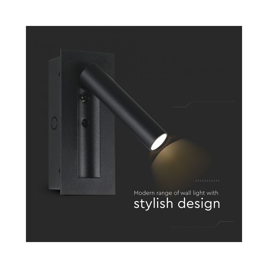 Aplică spot de perete LED/2W/230V 3000K, neagră