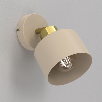 Aplica spot de perete PARKLA 1xE27/15W/230V bej/auriu