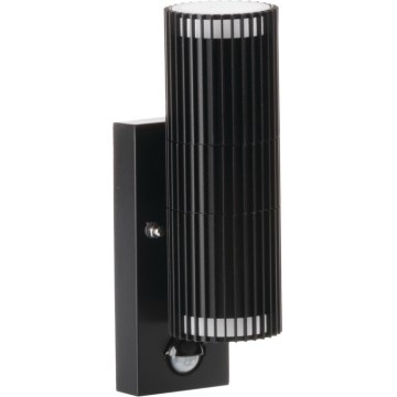 Aplica spot de perete pentru exterior cu senzor de mișcare și de crepuscul RADILO 2xGU10/11W/230V IP44 negru