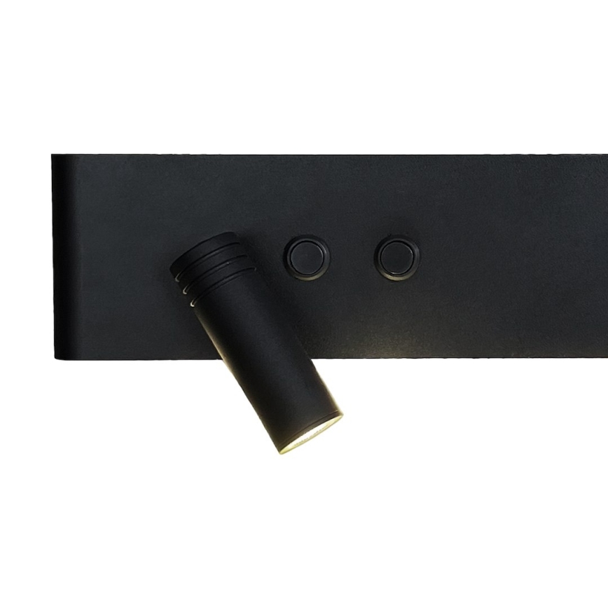 Aplica spot LED de perete RESORT, 10W/230V + 3W, negru, stânga